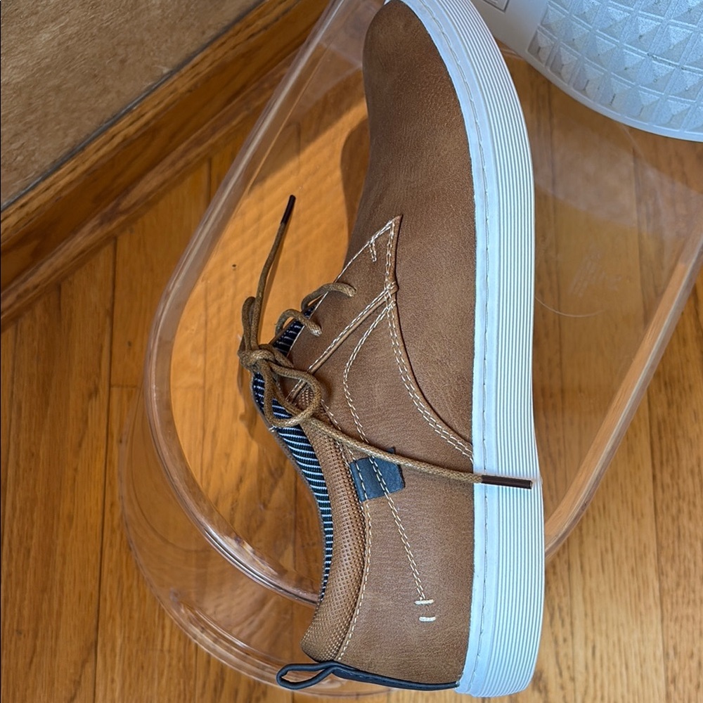 STEVE MADDEN Instax Sneaker Men's Tan Low-Top Laced Faux Leather SZ: 8 Like NEW - Picture 8 of 14